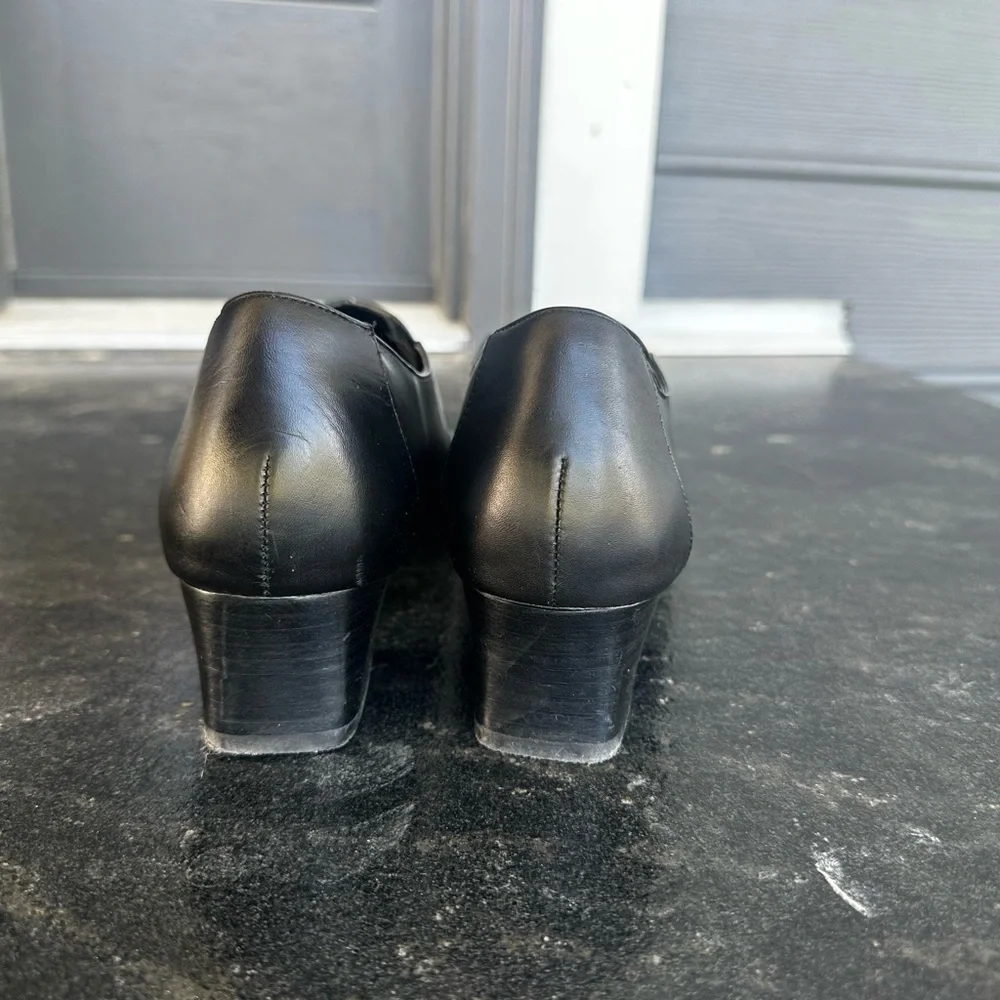 David Tate black leather loafers shoes square toe witchy comfort size 10 slip on - Picture 3 of 6